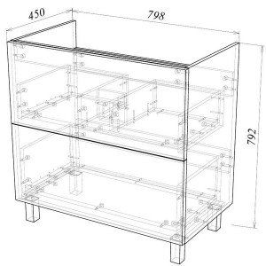 Тумба под умывальник Garda Grado58_800 26.58.800 схема