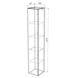 Шкаф-пенал Garda Venice22н_300_PVC 18.22н.300.PVC, черн мр. схема