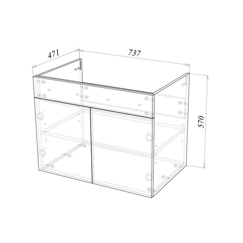 Тумба под умывальник Garda Onda51н-750_PVC,мр.зол 09.51н.750,мр.зол схема