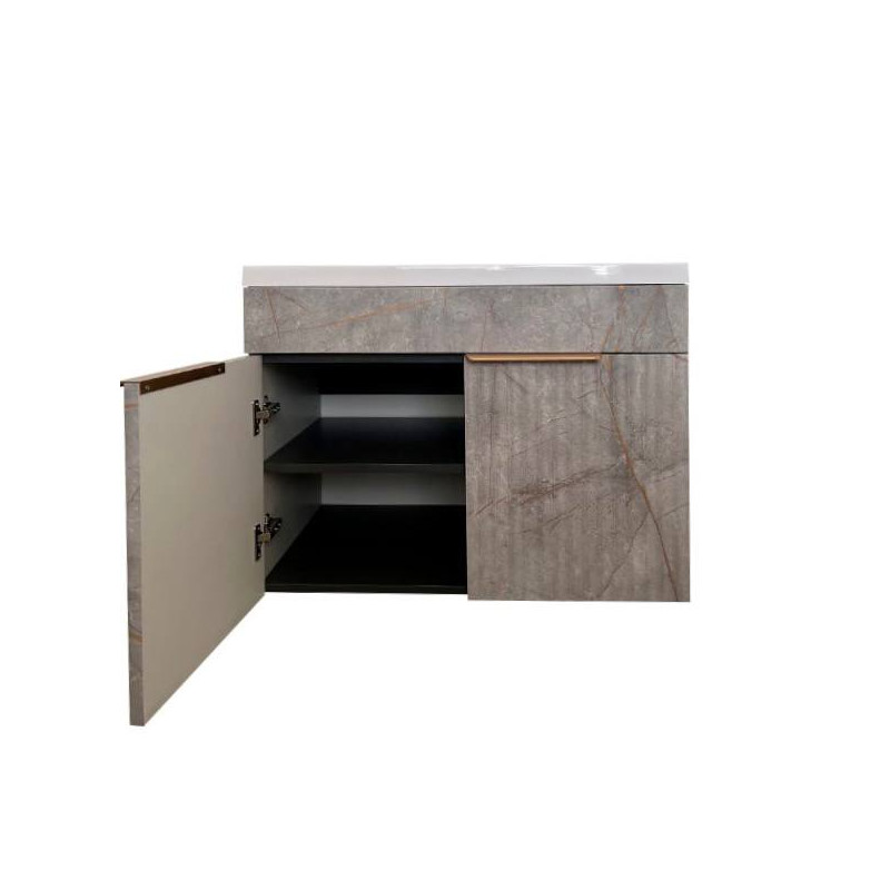 Тумба под умывальник Garda Onda51н-750_PVC,мр.зол 09.51н.750,мр.зол открытая дверца