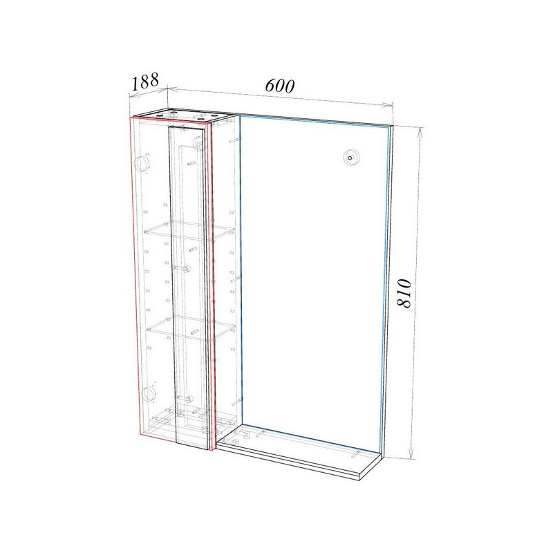 Шкаф с зеркалом Garda Sorento 3-600L 14.3.600L схема