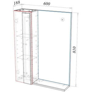 Шкаф с зеркалом Garda Sorento 3-600R 14.3.600R схема