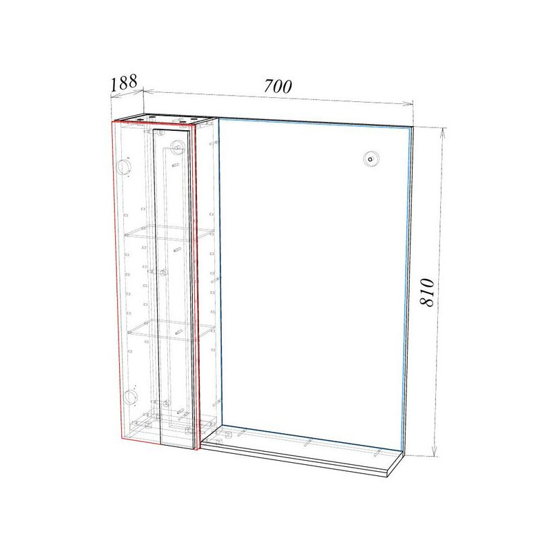 Шкаф с зеркалом Garda Sorento  3-700L 14.3.700L схема
