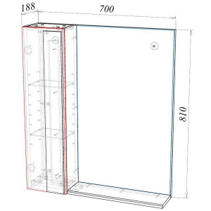 Шкаф с зеркалом Garda Sorento  3-700L 14.3.700L схема