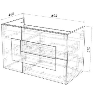 Тумба под умывальник Garda Sorento60н_900 14.60н.900 схема