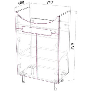 Тумба под умывальник Garda Marsell-7 500 Т_ум_2дв_500_PVC схема