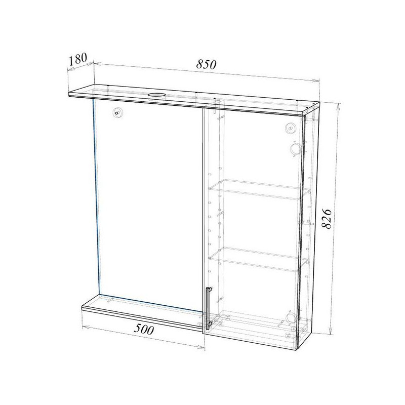 Шкаф с зеркалом Garda Alba-3 850R 02.3.850R схема