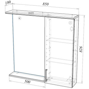 Шкаф с зеркалом Garda Alba-3 850R 02.3.850R схема