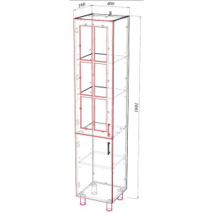 Шкаф-пенал Garda Alba-24 400L П_ВФ6_2дв_400L_Alba схема