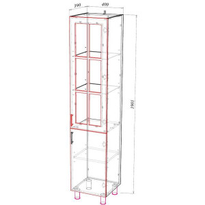 Шкаф-пенал Garda Alba-24 400R П_ВФ6_2дв_400R_Alba схема