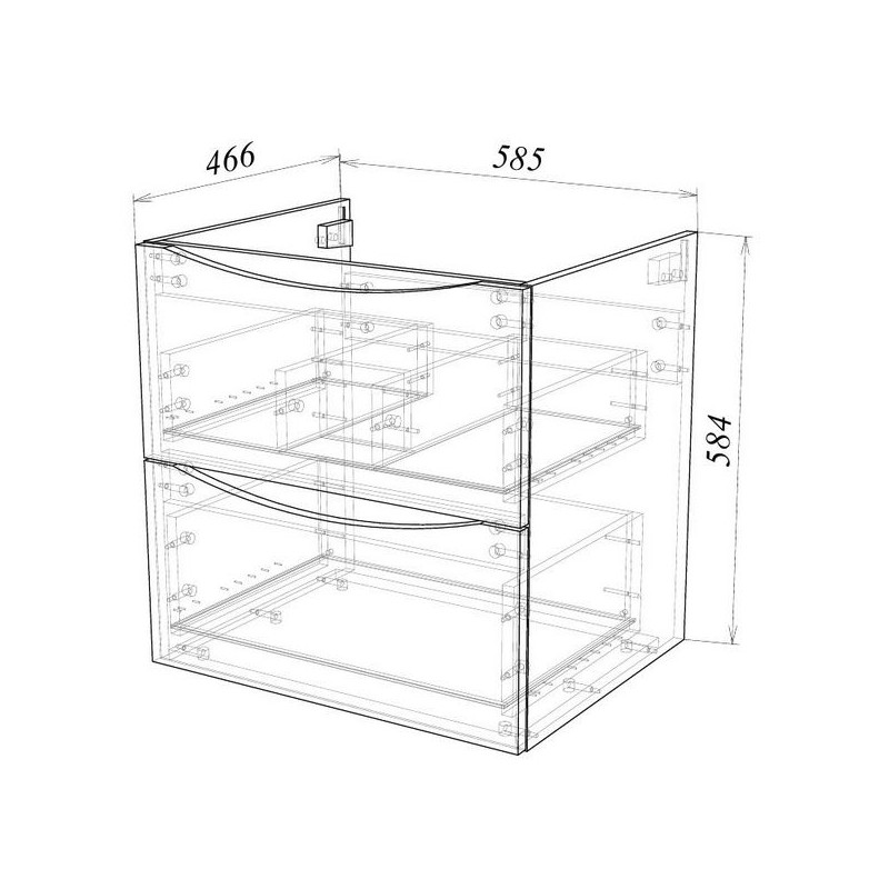 Тумба под умывальник Garda Shell9н_600_PVC, бел.гл 07.9н.600.PVC, бел.гл схема