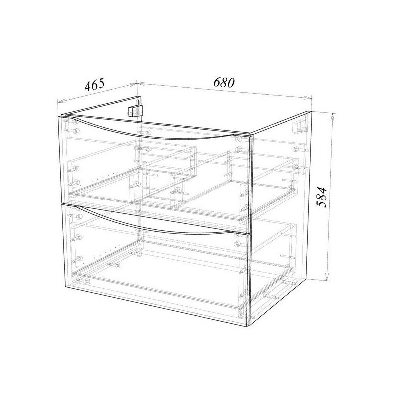 Тумба под умывальник Garda Shell9н_700_PVC, бел.гл 07.9н.700.PVC, бел.гл схема