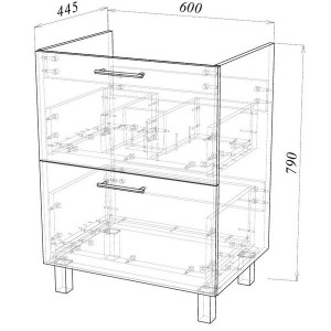 Тумба под умывальник Garda Verona38_600, бел.гл. 19.38.600.PVC, бел.гл. схема
