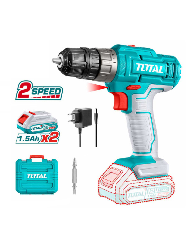 Дрель-шуруповерт Total TDLI1228 комплектация