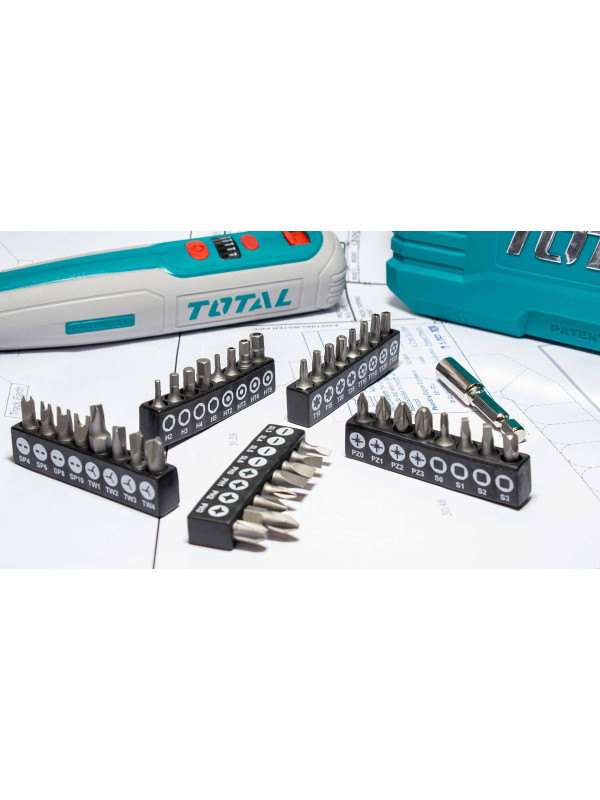 Электроотвертка Total TSDLI0403 биты комплект