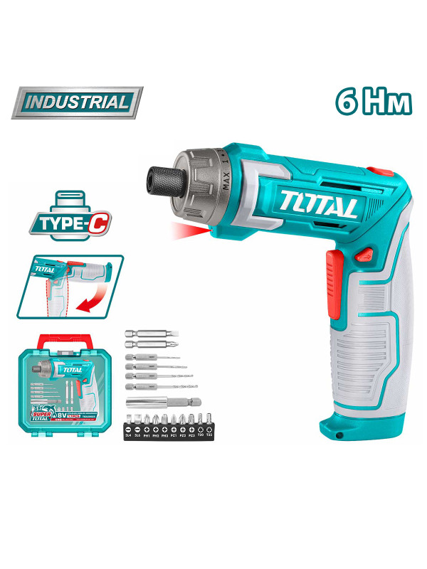 Электроотвертка Total TSDLI08025 комплектация