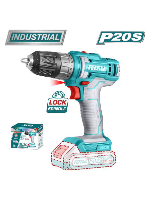 Дрель-шуруповерт Total TDLI200515 (без АКБ) комплектация