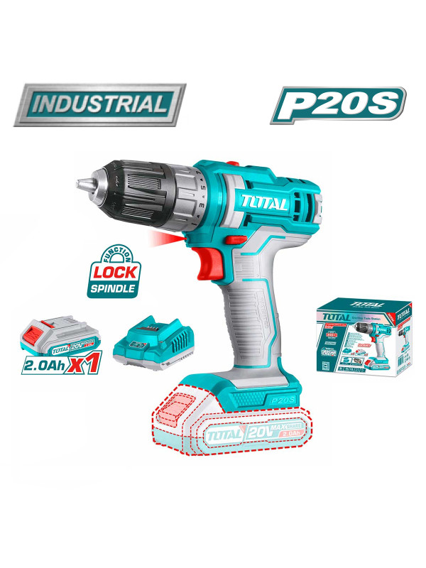 Дрель-шуруповерт Total TDLI200518 комплектация