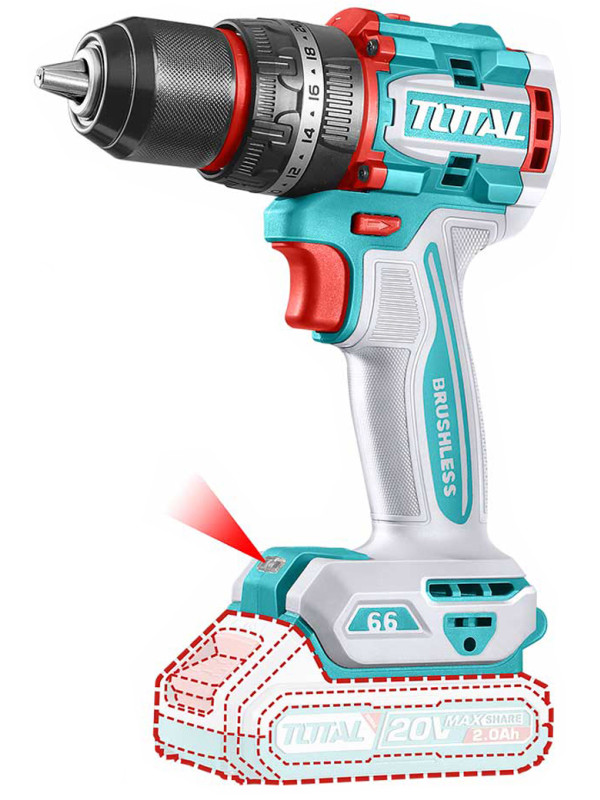 Дрель-шуруповерт Total TIDLI206681 (без АКБ)