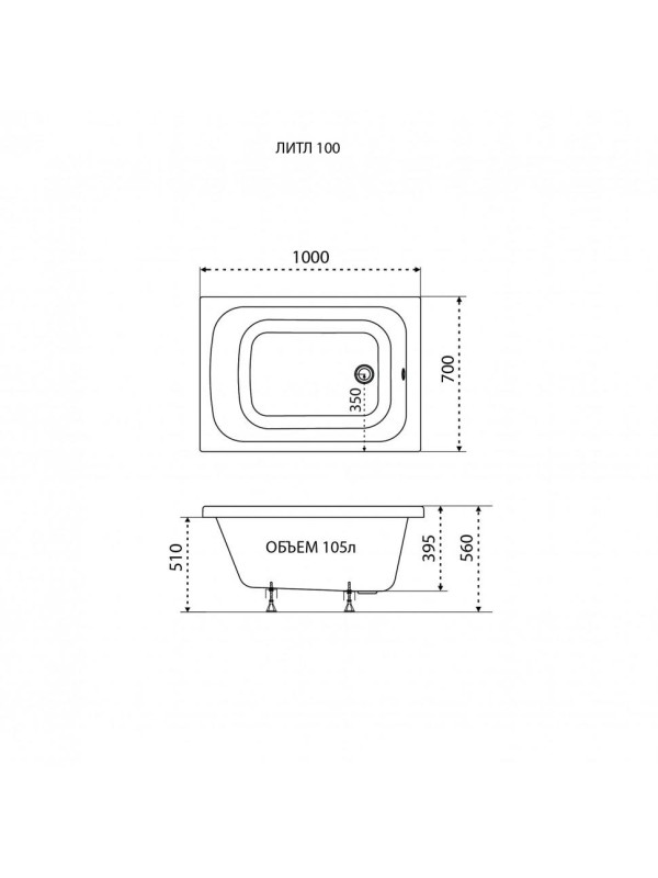 Ванна акриловая Triton Литл 100x70 схема