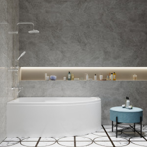 Ванна акриловая Triton София 150x95 L в интерьере вид сбоку