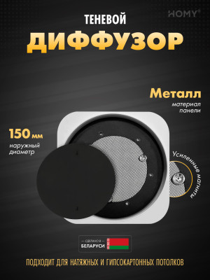 Вентиляционная решетка теневая HOMY AIR Lite Круглый AL100B (d150) черная