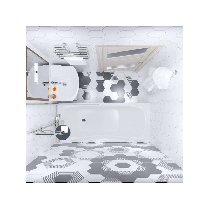 Ванна акриловая Triton Стандарт 145x70 (с каркасом, экраном и сифоном) в интерьере вид сверху