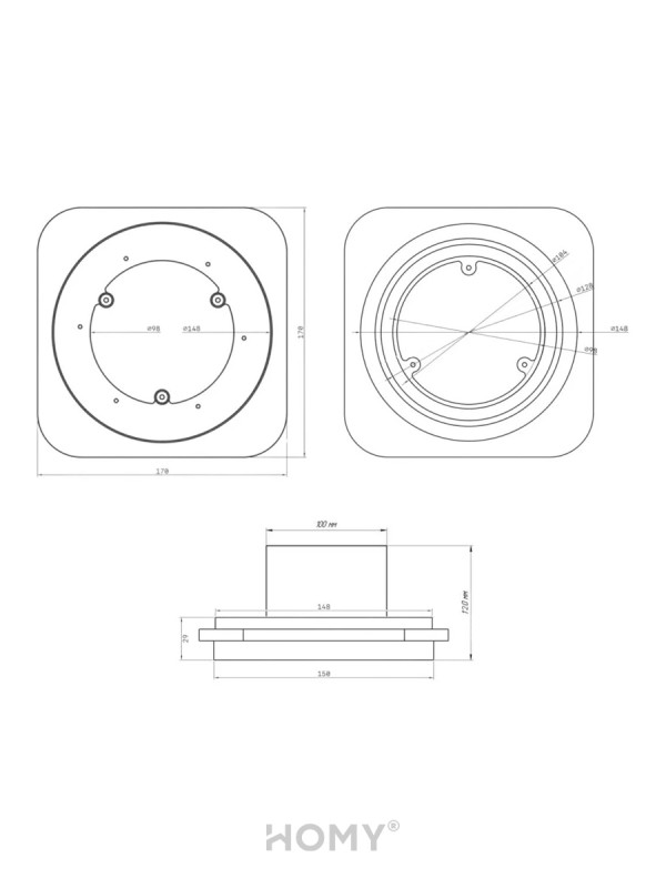 Теневой диффузор с вентилятором HOMY AIR Lite Круглый AL100WS (d150) белый c[tvf