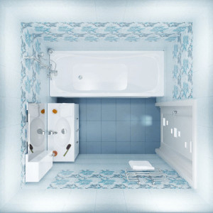 Ванна акриловая Triton Стандарт 170x70 (с каркасом, экраном и сифоном) в интерьере вид сверху