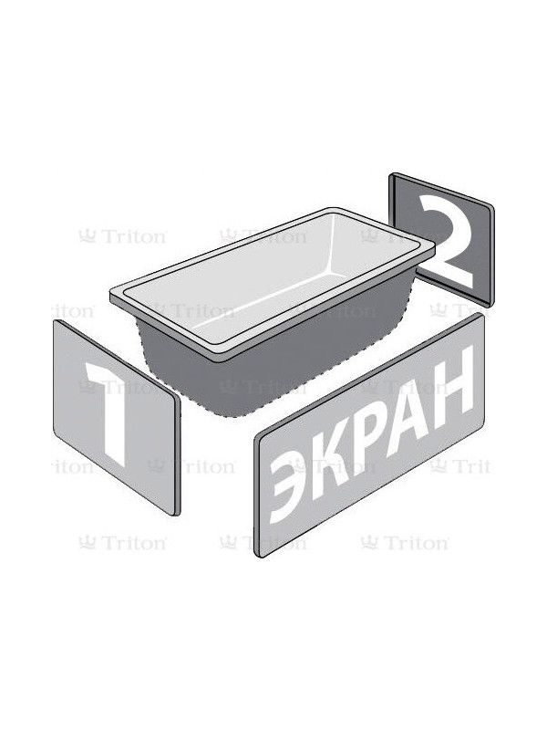 Ванна акриловая Triton Алекса 170x75 (с ножками, сифоном, 2 экранами) экран