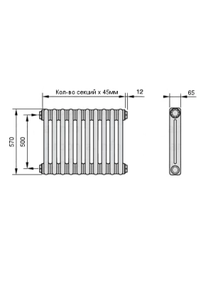 Радиатор стальной Arbonia 2057 (16 секций) схема
