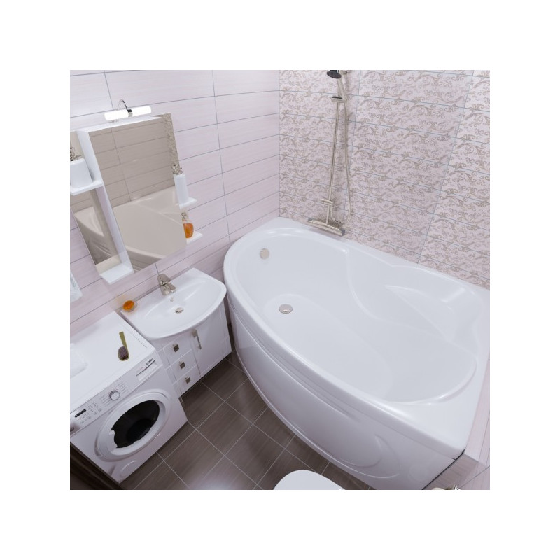 Ванна акриловая Triton Изабель 170x100 L (с каркасом, сифоном) в интерьере вид сбоку