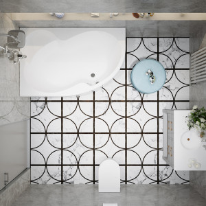 Ванна акриловая Triton Мари 170x110 R (с каркасом, сифоном) в интерьере