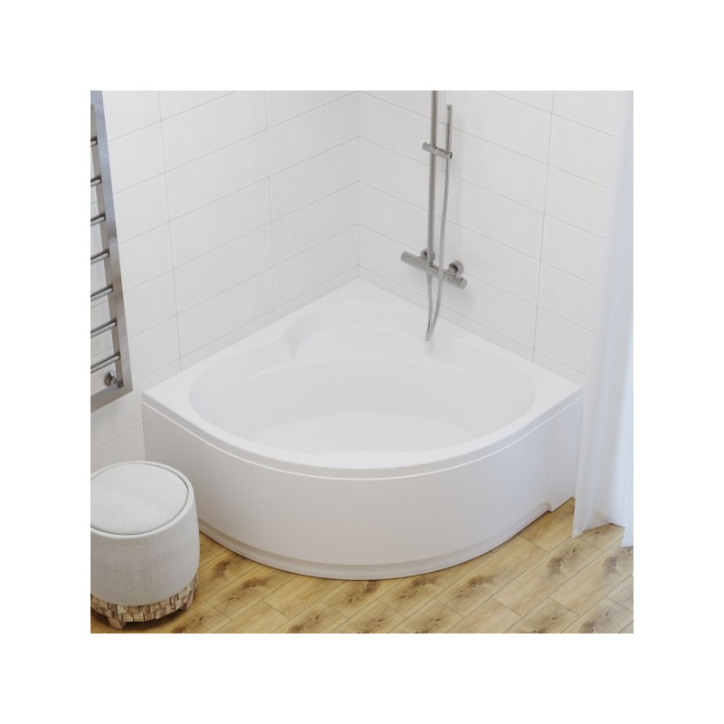 Ванна акриловая Triton Мартин 120x120 (с каркасом, сифоном) в интерьере вид сбоку