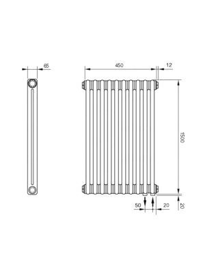 Радиатор стальной Arbonia 2150 НПП (10 секций) схема