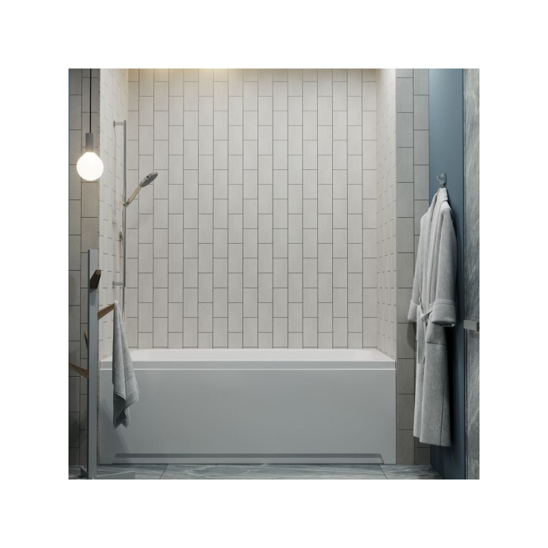 Ванна акриловая Triton Прага 150x70 (с ножками, сифоном, 2 экранами) в интерьере вид сбоку