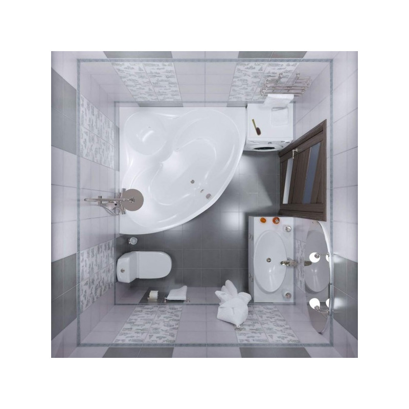 Ванна акриловая Triton Сабина 160x160 (с каркасом, сифоном) в интерьере вид сверху