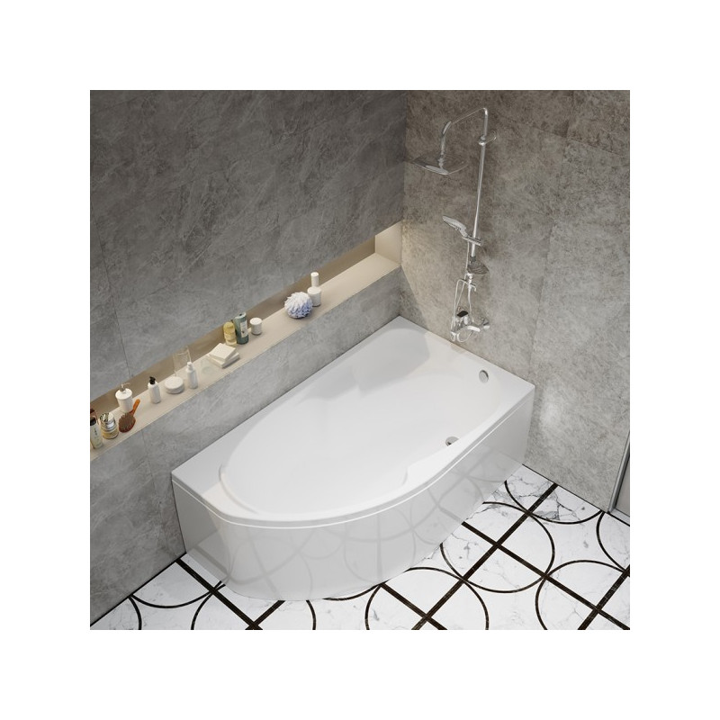 Ванна акриловая Triton София 170x95 R (с каркасом, сифоном) в интерьере вид сбоку