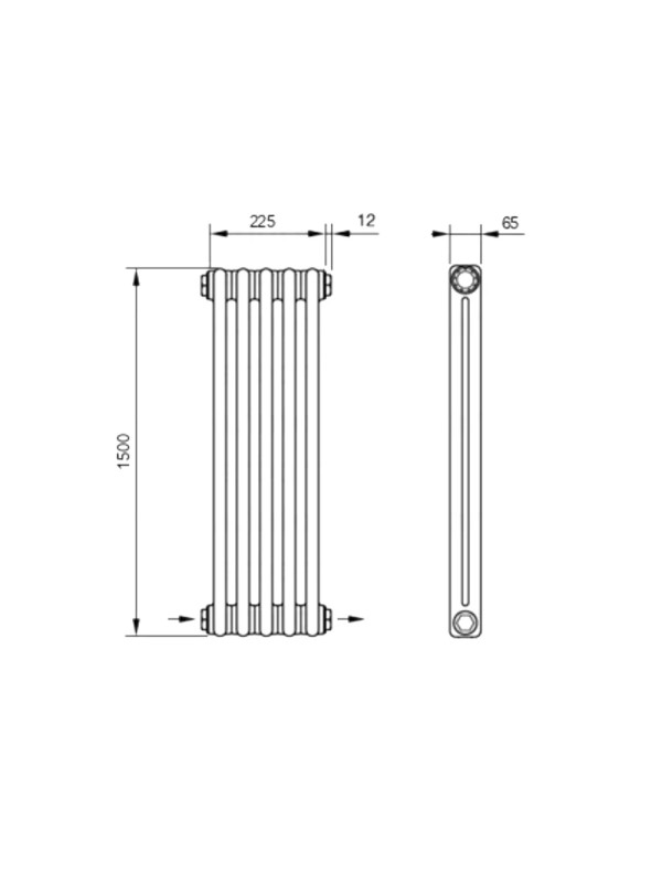 Радиатор стальной Arbonia 2150 БПЛ (5 секций) схема