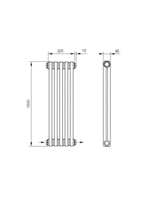 Радиатор стальной Arbonia 2150 БПЛ (5 секций) схема