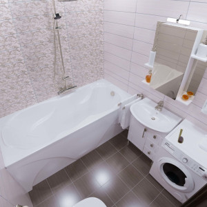 Ванна акриловая Triton Цезарь 180x80 (с ножками, сифоном, 2 экранами) в интерьере