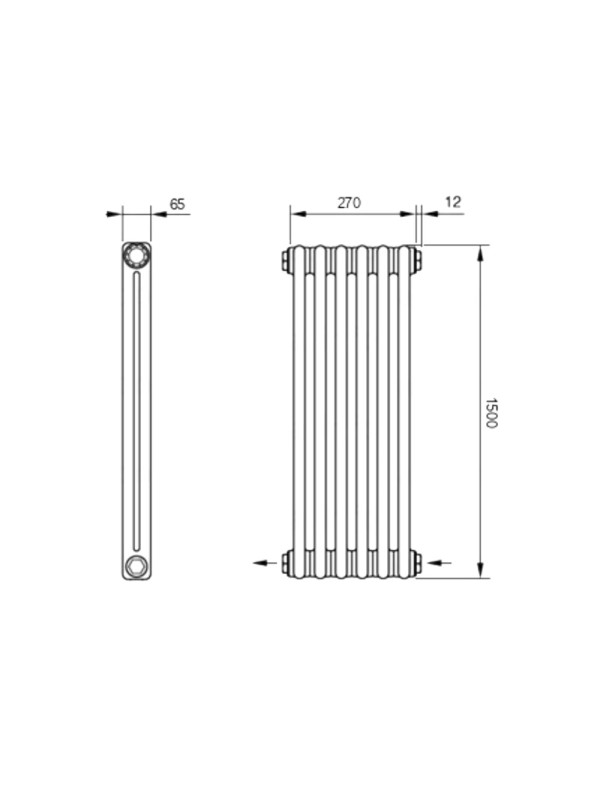 Радиатор стальной Arbonia 2150 БПП (6 секций) схема