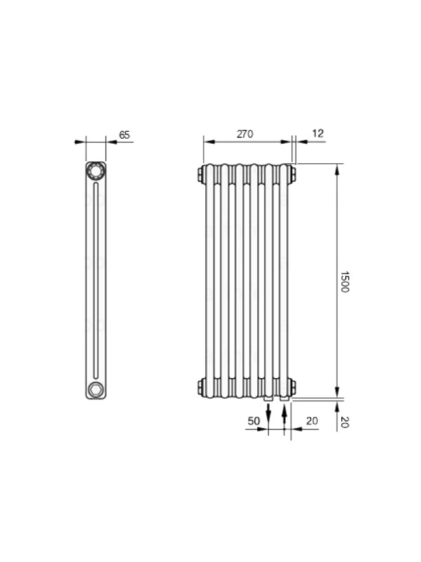 Радиатор стальной Arbonia 2150 НПП (6 секций) схема