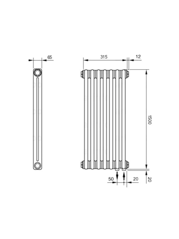 Радиатор стальной Arbonia 2150 НПП (7 секций) схема