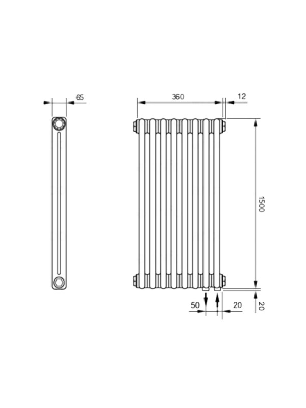 Радиатор стальной Arbonia 2150 НПП (8 секций) схема