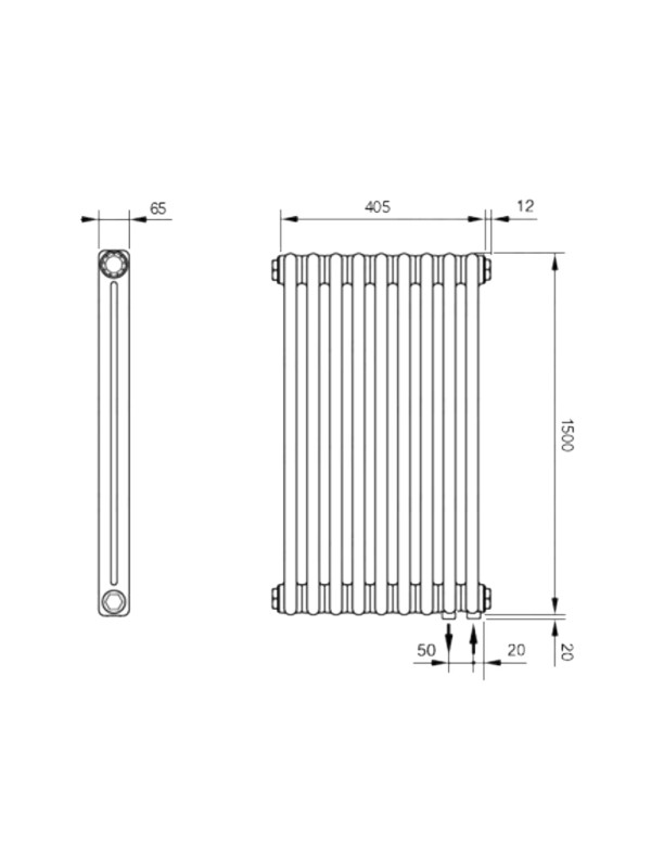 Радиатор стальной Arbonia 2150 НПП (9 секций) схема