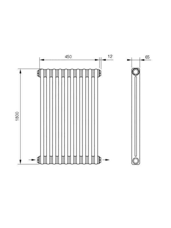Радиатор стальной Arbonia 2180 БПЛ (10 секций) серый схема