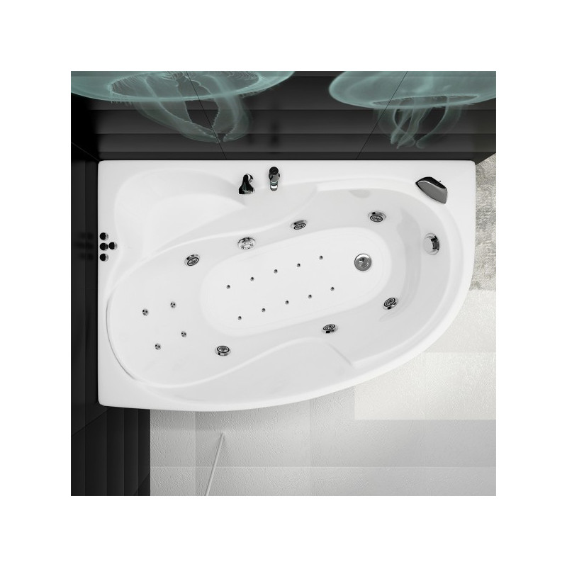 Ванна акриловая Triton Кайли Люкс Flat 150x100 R (с краном-переключателем, гидромассажем и аэромассажем) вид сверху в интерьере