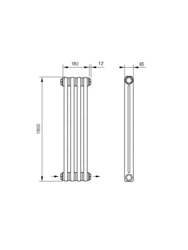 Радиатор стальной Arbonia 2180 БПЛ (4 секции) серый схема
