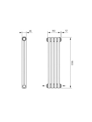 Радиатор стальной Arbonia 2180 БПП (4 секции) черный схема